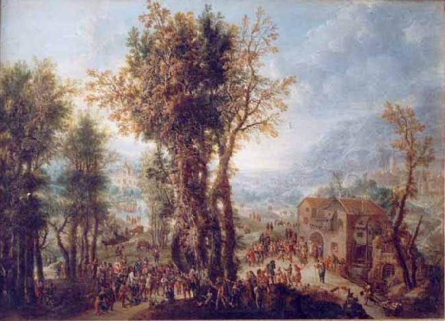 Paolo Alboni Folk Party near a Mill, oil on copper, in the collection of the Brukenthal National Museum China oil painting art